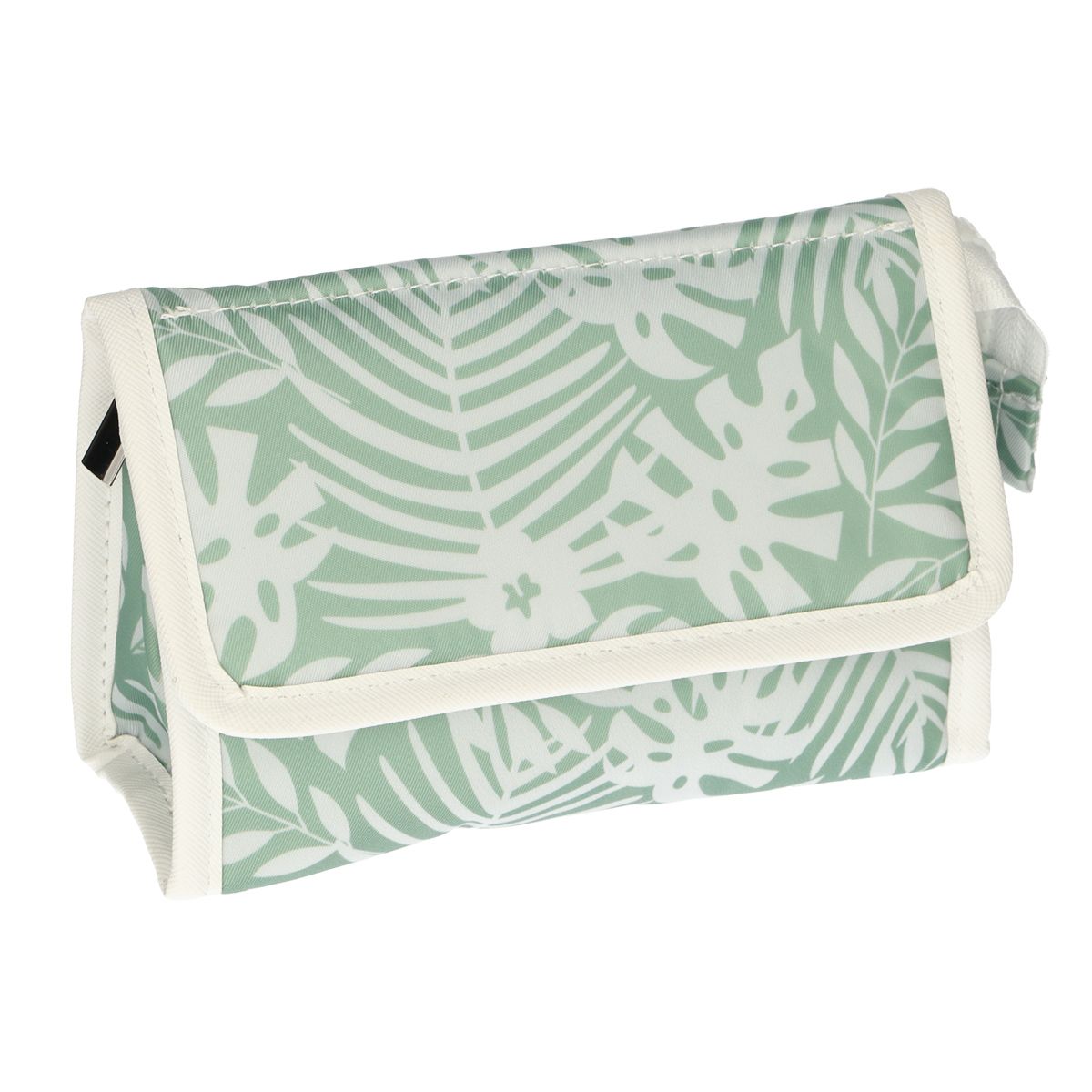 Le sac de miroir voyageur feuilles blanc vert 16,5 cm x 11cm