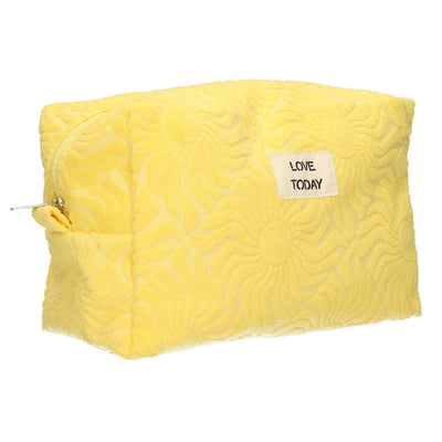 Trousse de toilette traveller en tissu éponge jaune soleil 21,5cm x 19cm