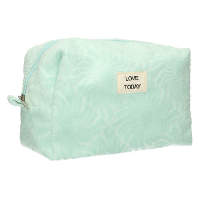 Trousse de toilette traveller en tissu éponge turquoise ensoleillé 21,5cm x 19cm
