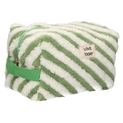 Trousse de toilette Traveler en tissu éponge rayure vert 23cm x 13cm