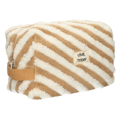 Trousse de toilette Traveler en tissu éponge rayé marron 23cm x 13cm