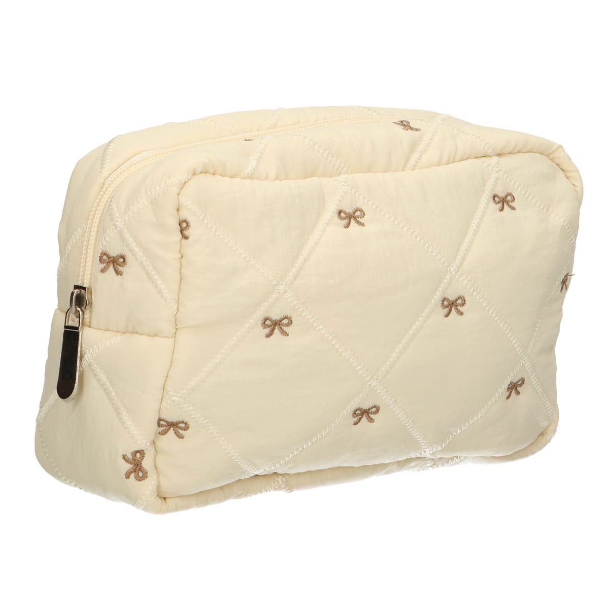Trousse de beauté voyageur noeuds beige 22cm x 15cm