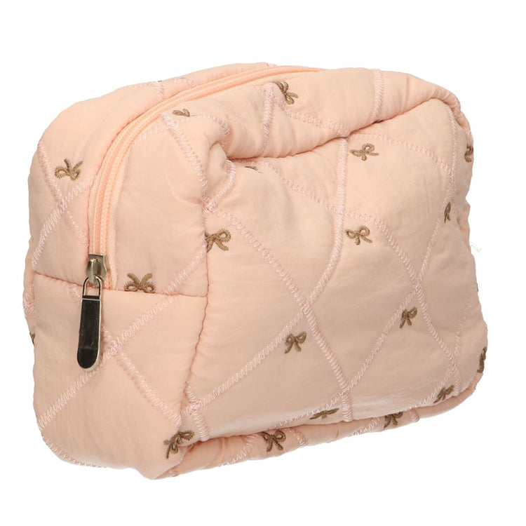 Trousse de beauté voyageur noeuds saumon 22cm x 15cm