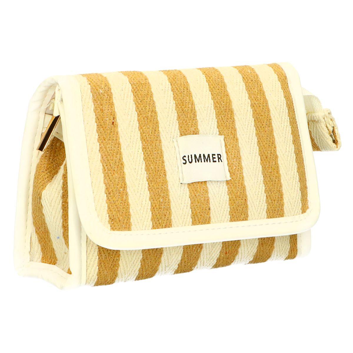 Sac miroir traveller été jaune rayé 17cm x 11cm