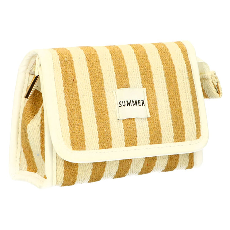 Sac miroir traveller été jaune rayé 17cm x 11cm