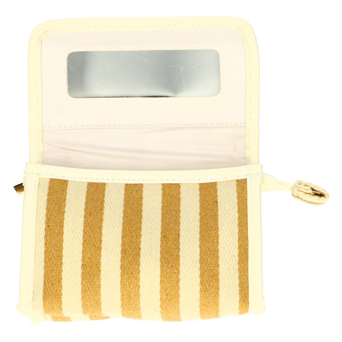 Sac miroir traveller été jaune rayé 17cm x 11cm
