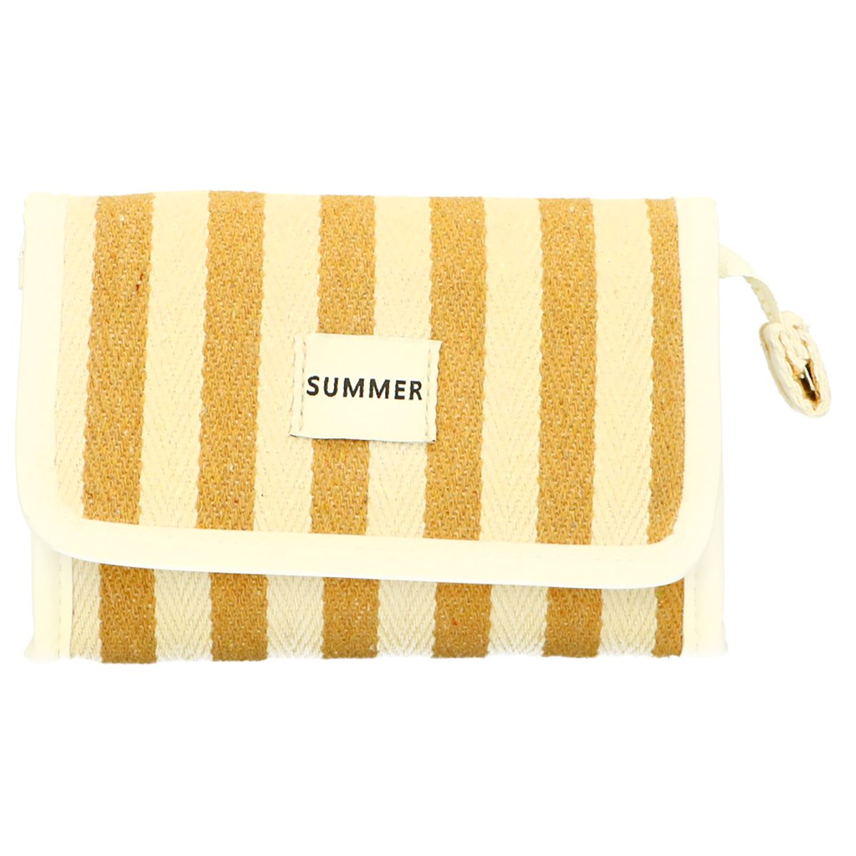 Sac miroir traveller été jaune rayé 17cm x 11cm