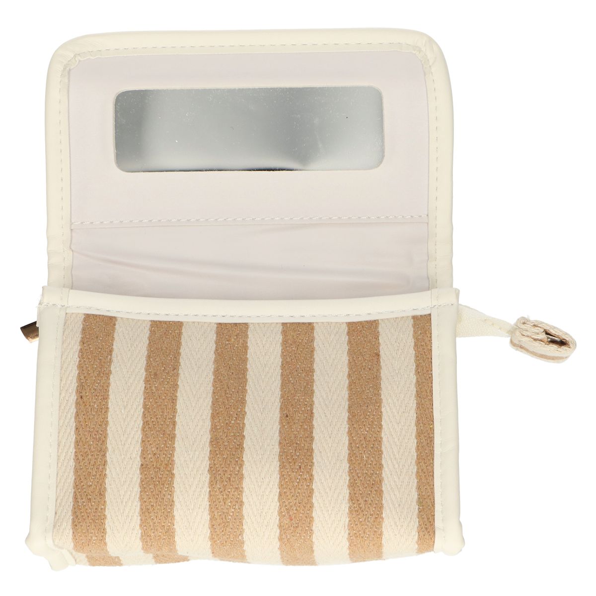 Sac miroir traveller été kaki rayé 17cm x 11cm