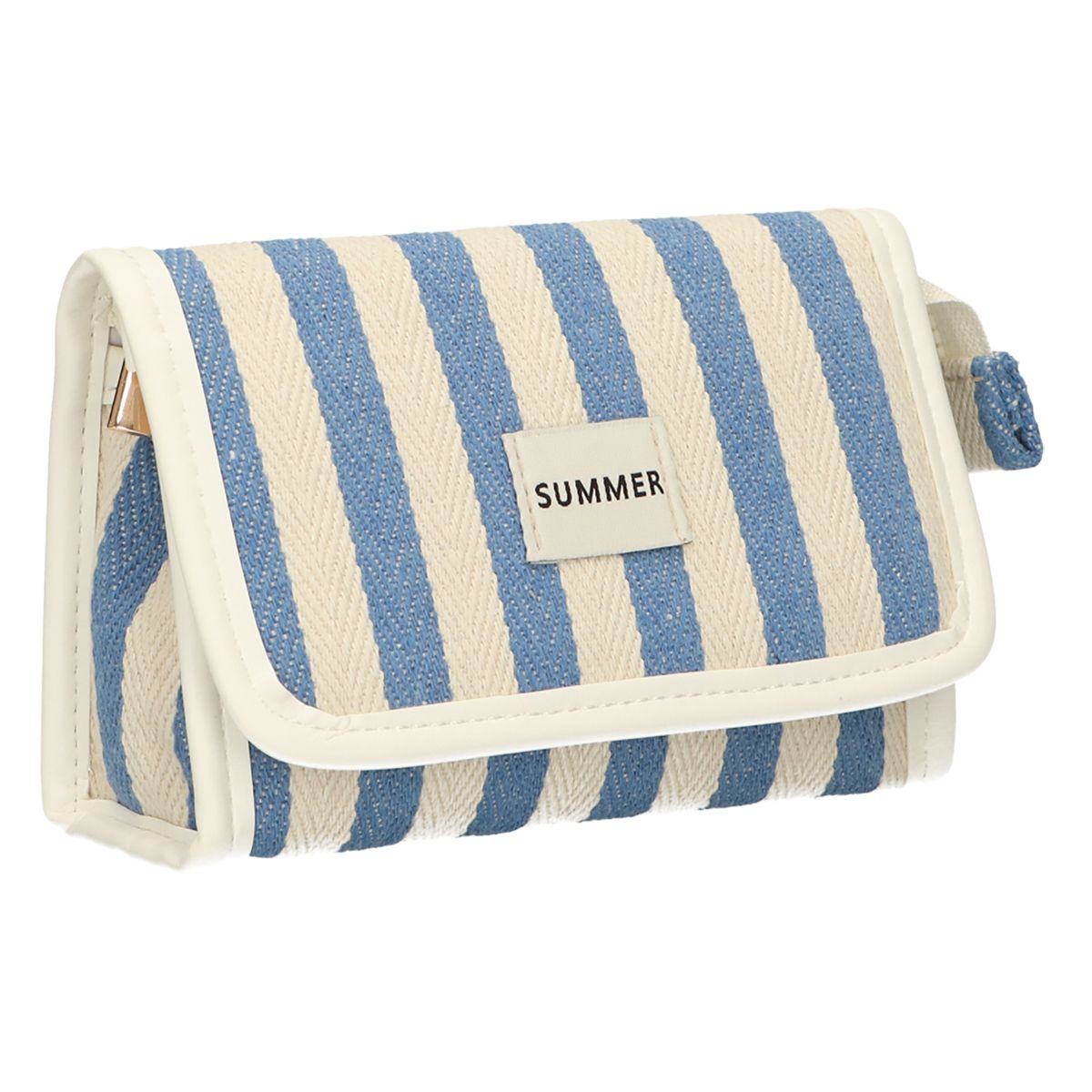 Sac miroir traveller été bleu rayé 17cm x 11cm