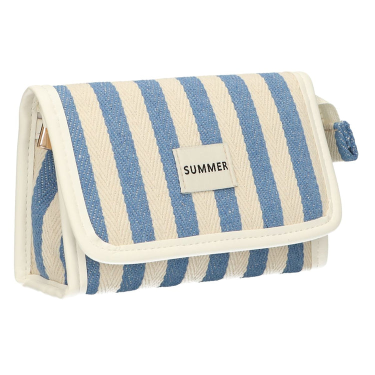 Sac miroir traveller été bleu rayé 17cm x 11cm