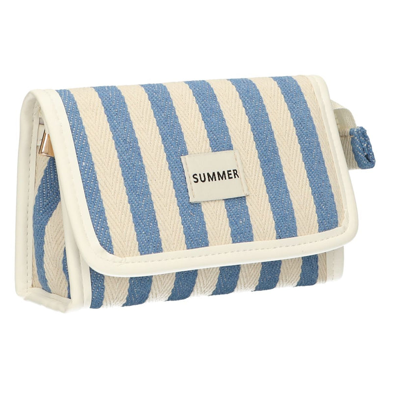 Sac miroir traveller été bleu rayé 17cm x 11cm