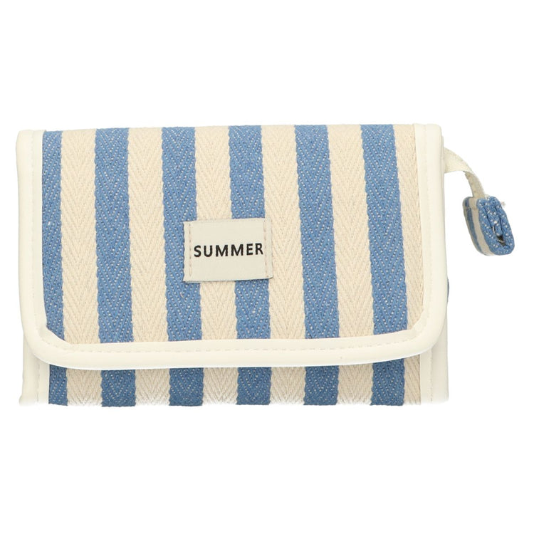 Sac miroir traveller été bleu rayé 17cm x 11cm
