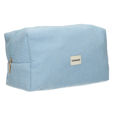Trousse de toilette traveller côtelé imperméable bleu 24,5cm x 18,5cm