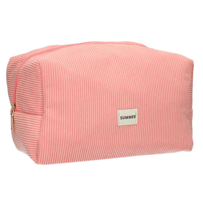 Trousse de toilette traveller côtelée imperméable rose 24,5cm x 18,5cm