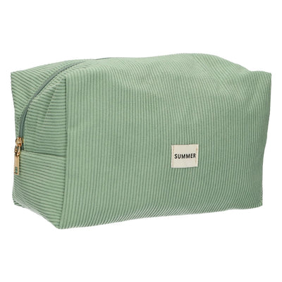 Trousse de toilette traveller côtelée imperméable vert menthe 24,5cm x 18,5cm