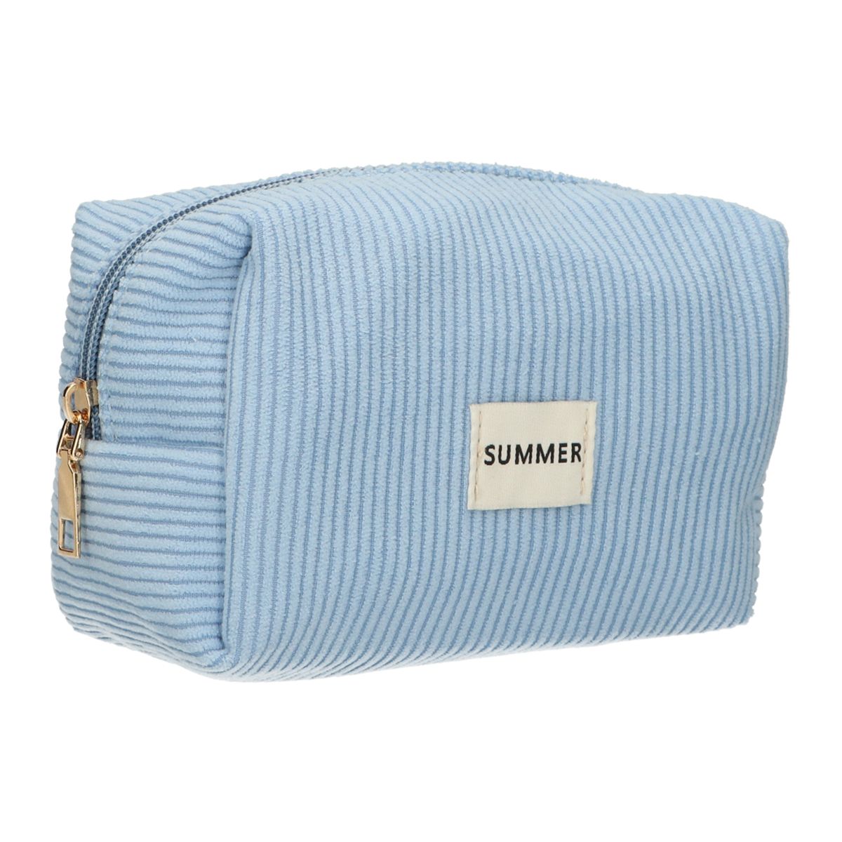 Trousse de beauté voyageur côtelé imperméable bleu 20cm x 11,5cm