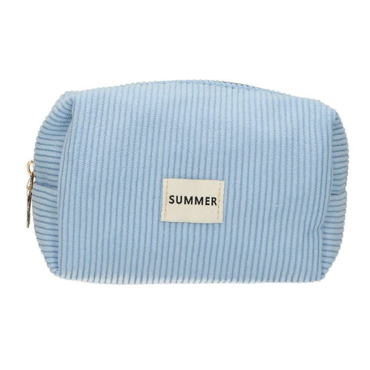 Trousse de beauté voyageur côtelé imperméable bleu 20cm x 11,5cm