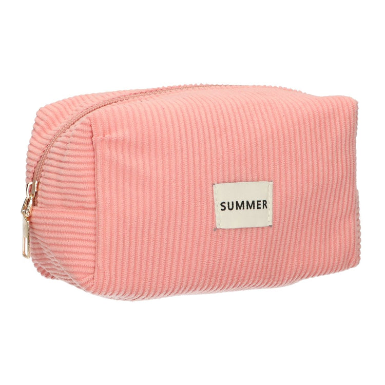 Trousse de beauté voyageur côtelé imperméable rose 20cm x 11,5cm