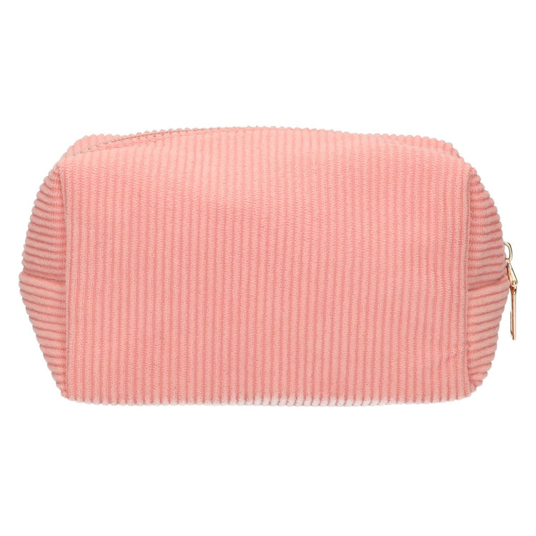 Trousse de beauté voyageur côtelé imperméable rose 20cm x 11,5cm
