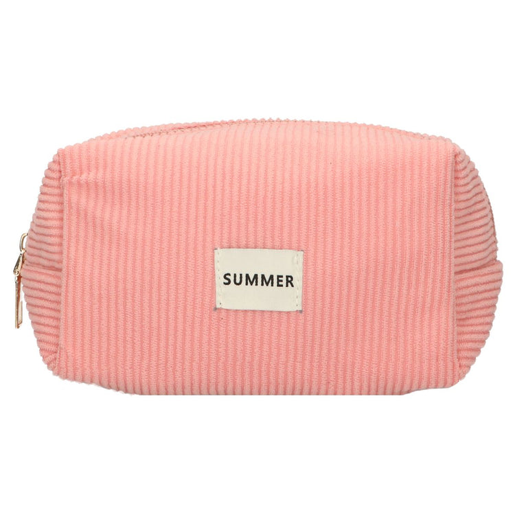 Trousse de beauté voyageur côtelé imperméable rose 20cm x 11,5cm