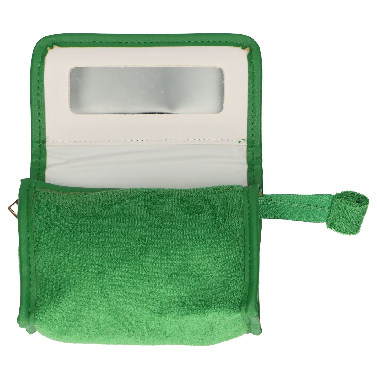 Sac miroir traveller en tissu éponge vert 16,5cm x 12cm