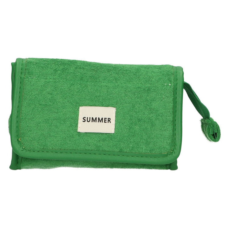 Sac miroir traveller en tissu éponge vert 16,5cm x 12cm