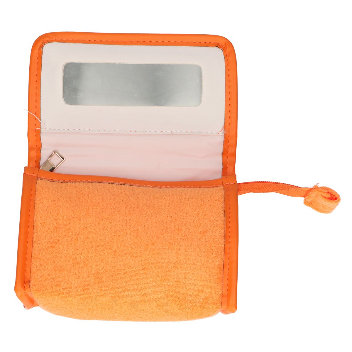 Sac miroir traveller en tissu éponge orange 16,5cm x 12cm