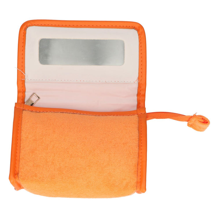 Sac miroir traveller en tissu éponge orange 16,5cm x 12cm