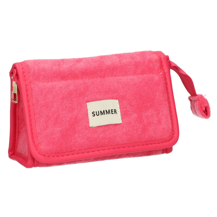 Sac miroir traveller en tissu éponge rose 16,5cm x 12cm