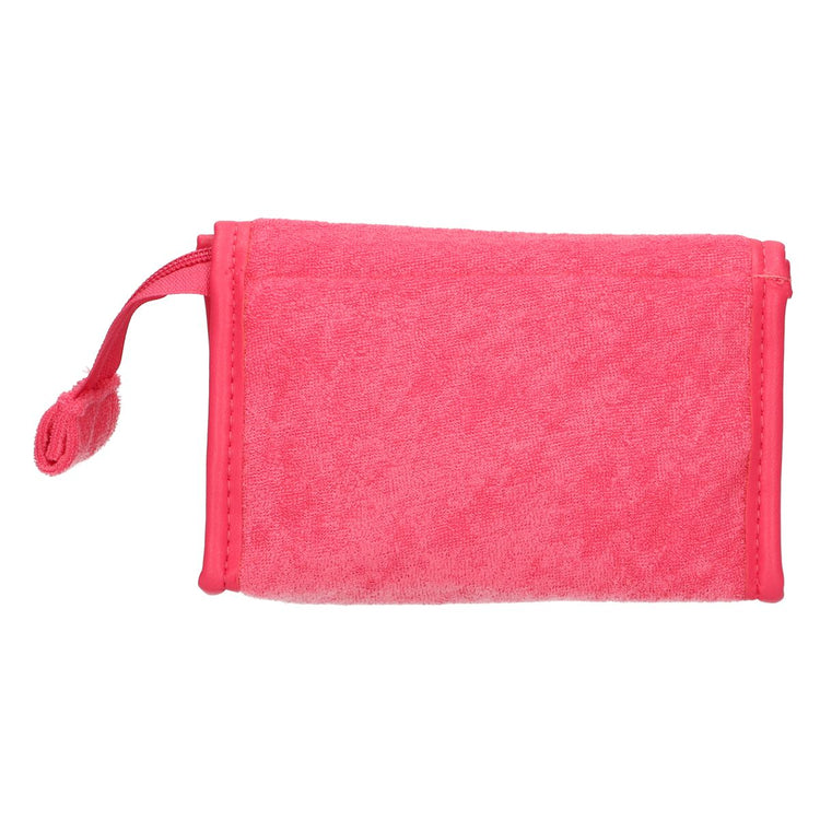 Sac miroir traveller en tissu éponge rose 16,5cm x 12cm