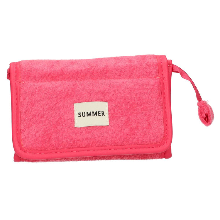 Sac miroir traveller en tissu éponge rose 16,5cm x 12cm