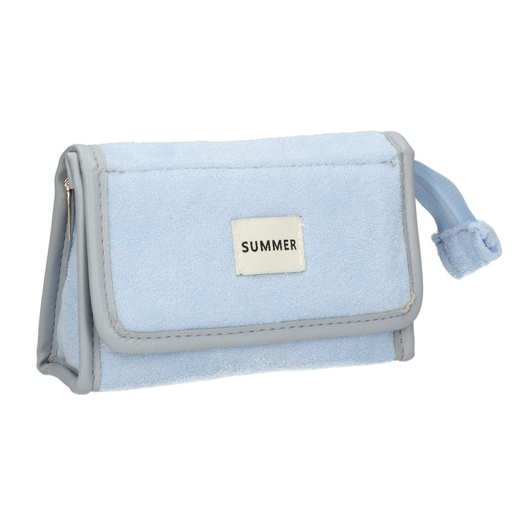 Sac miroir voyageur en tissu éponge bleu 16,5cm x 12cm