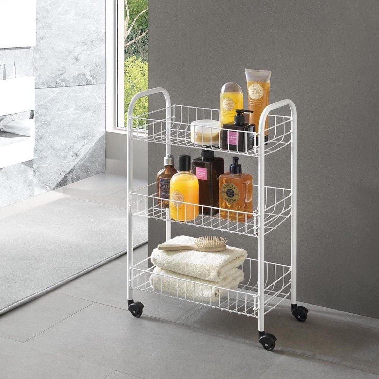 Tomado-Metaltex Tomado-Metaltex Siena Kitchen Trolley avec roues 41x23x63 cm argent