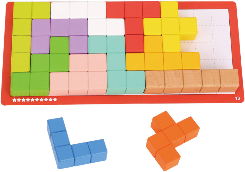 Toky Toy Kubus Puzzle 10 niveaux de pensée en bois éducatif jeu 23 pièces