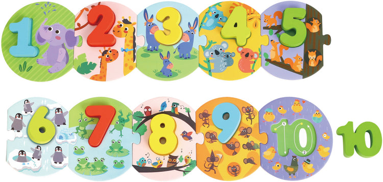 Toky Toy Number Puzzle Educational Wooden Toy 20 pièces