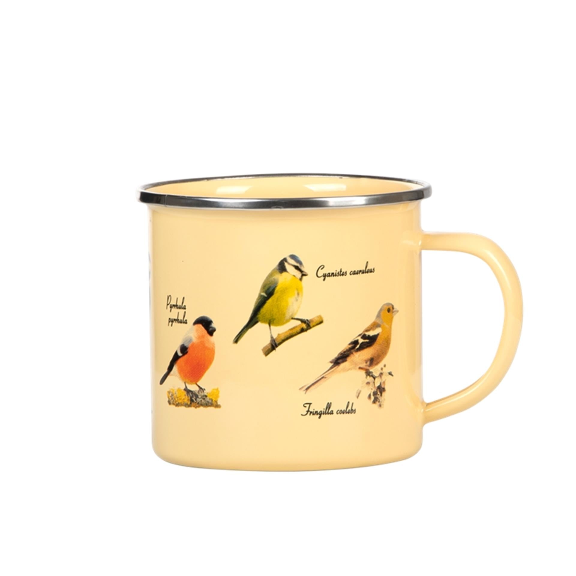 Tasse en émail design Esschert oiseaux