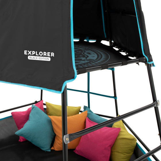 TP Toys Explorer Tour d'escalade avec zone de jeu ombragée bleu noir