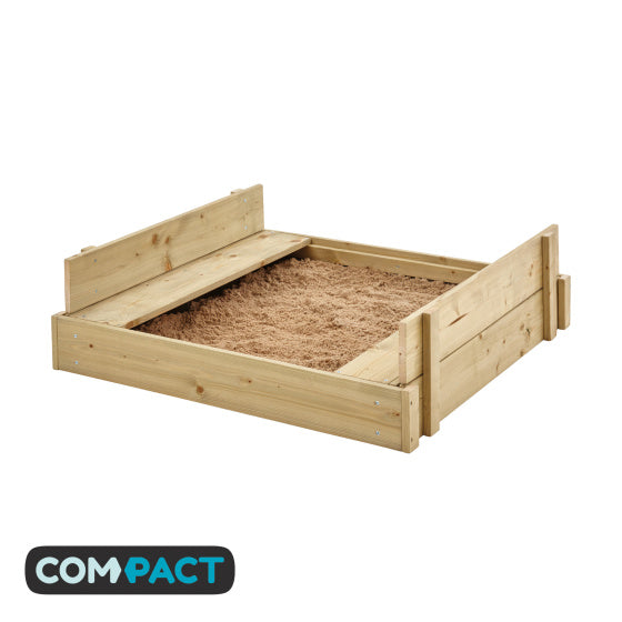 TP TOYS SandPit en bois avec couvercle, banc au fond du feu inférieur