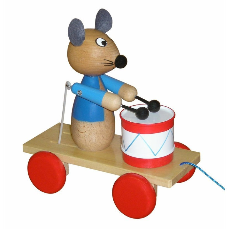 Miva figurine à tirer souris avec tambour (coloré)