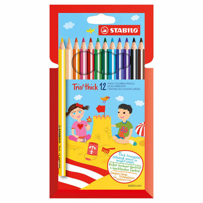 Crayon de couleur épaisse du trio stabililo - 12 couleurs