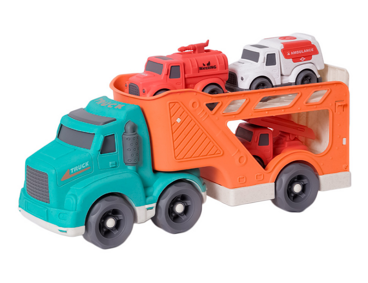 Camion en bioplastique Bio Toys - incl. 3 petits véhicules de secours