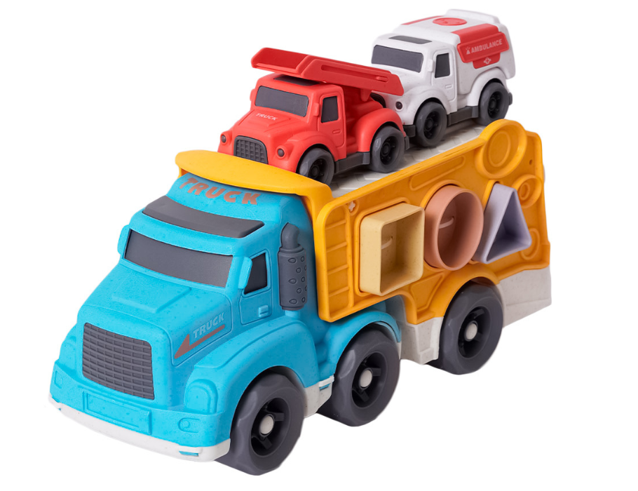 Camion en bioplastique Bio Toys avec trieur de moisissures - incl. 2 véhicules de secours