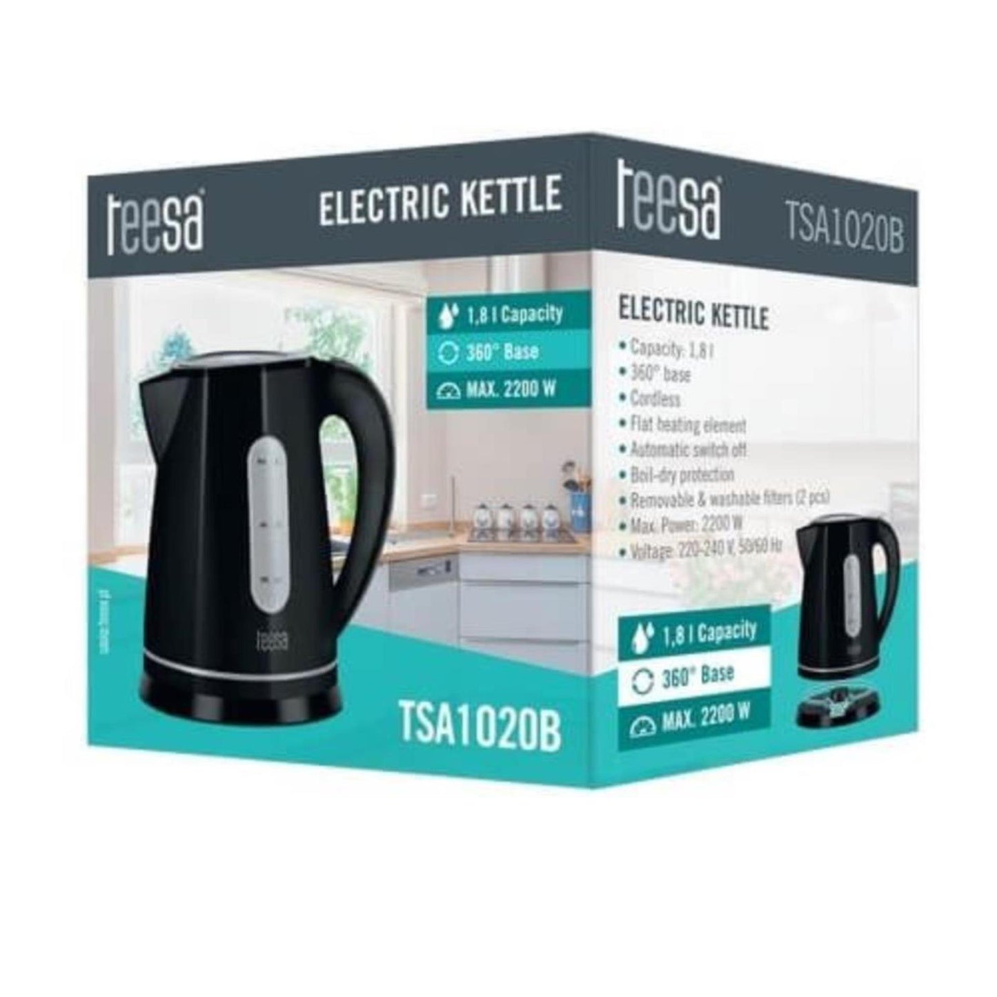 Teesa bouilloire sans fil 1,8l noir