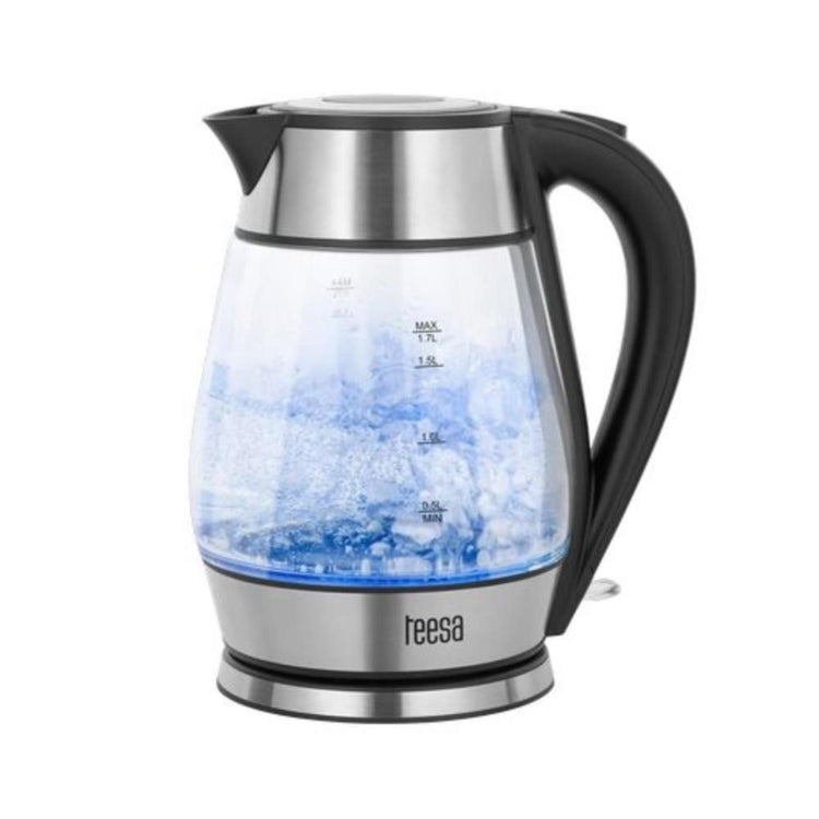 Teesa bouilloire verre acier inoxydable 1,7l noir