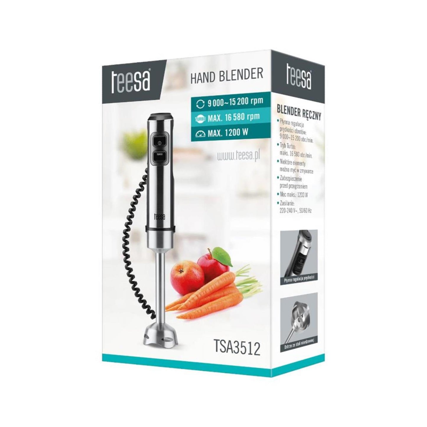 Mixeur plongeant Teesa en acier inoxydable 1200 watts