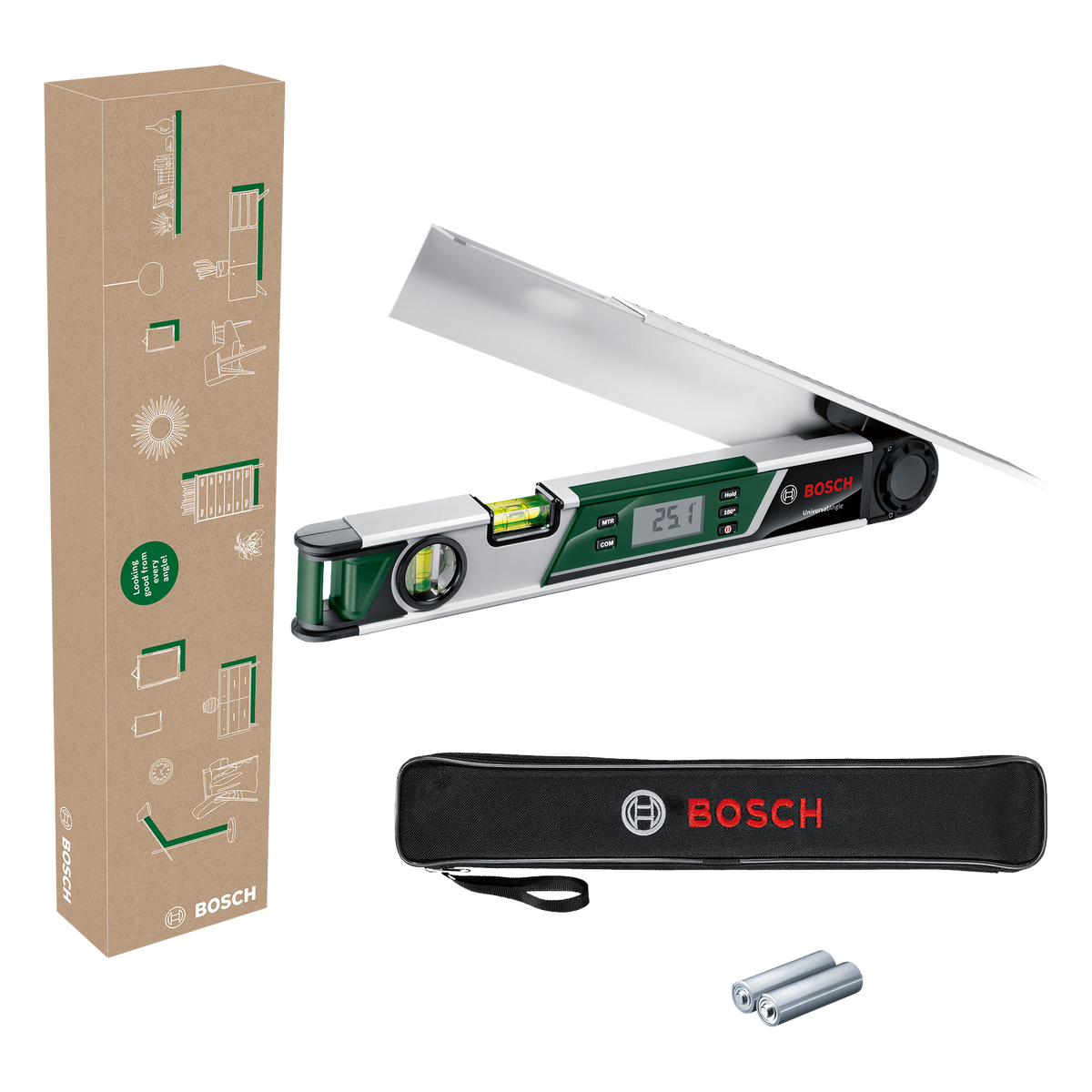 Rapporteur d'angle universel vert Bosch | y compris les piles - 06036760z1