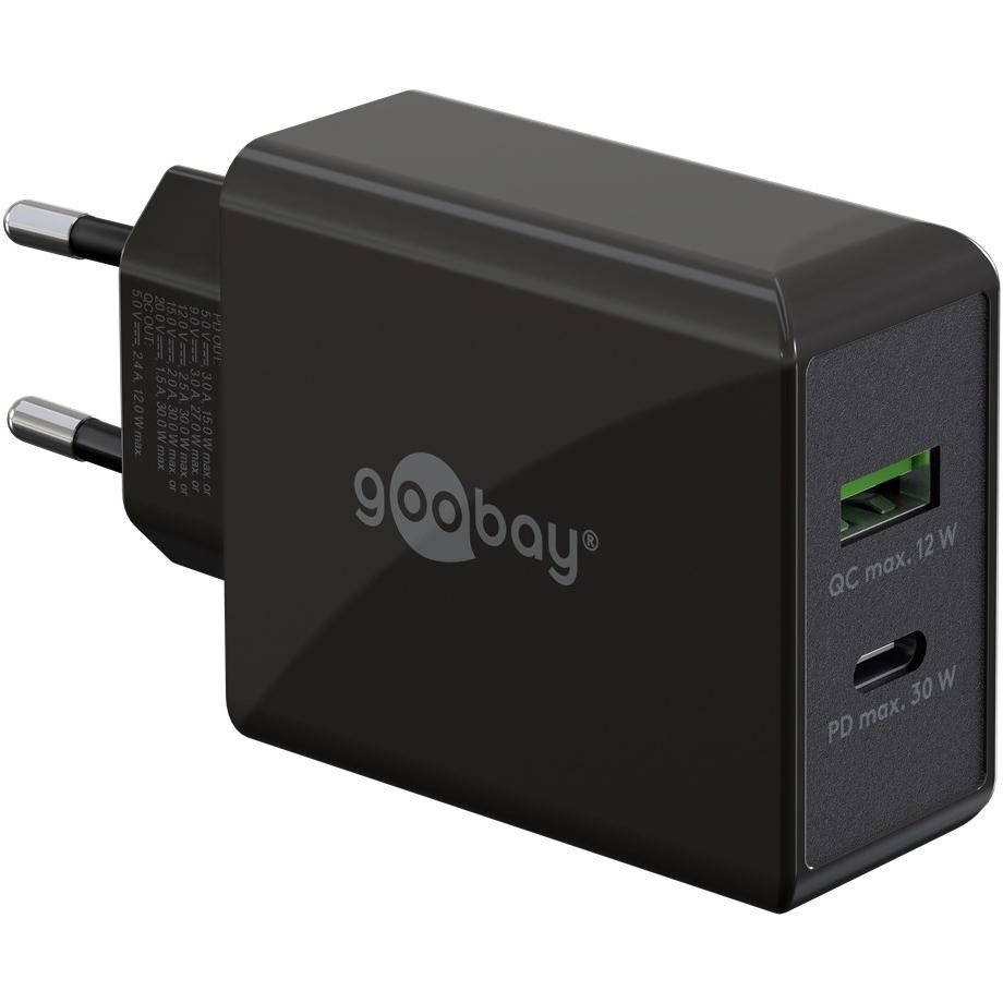 GOOBAY double USB-C PD (livraison de puissance) Chargeur rapide (30 W)