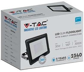 Lampe de chantier V-tac LED 30w 6500k noir + entrée de câble - 9332125