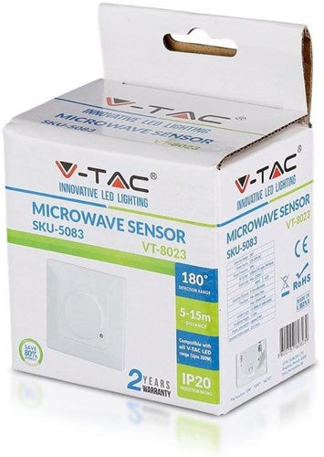 Capteur micro-ondes V-tac encastrable au mur blanc - 3900318