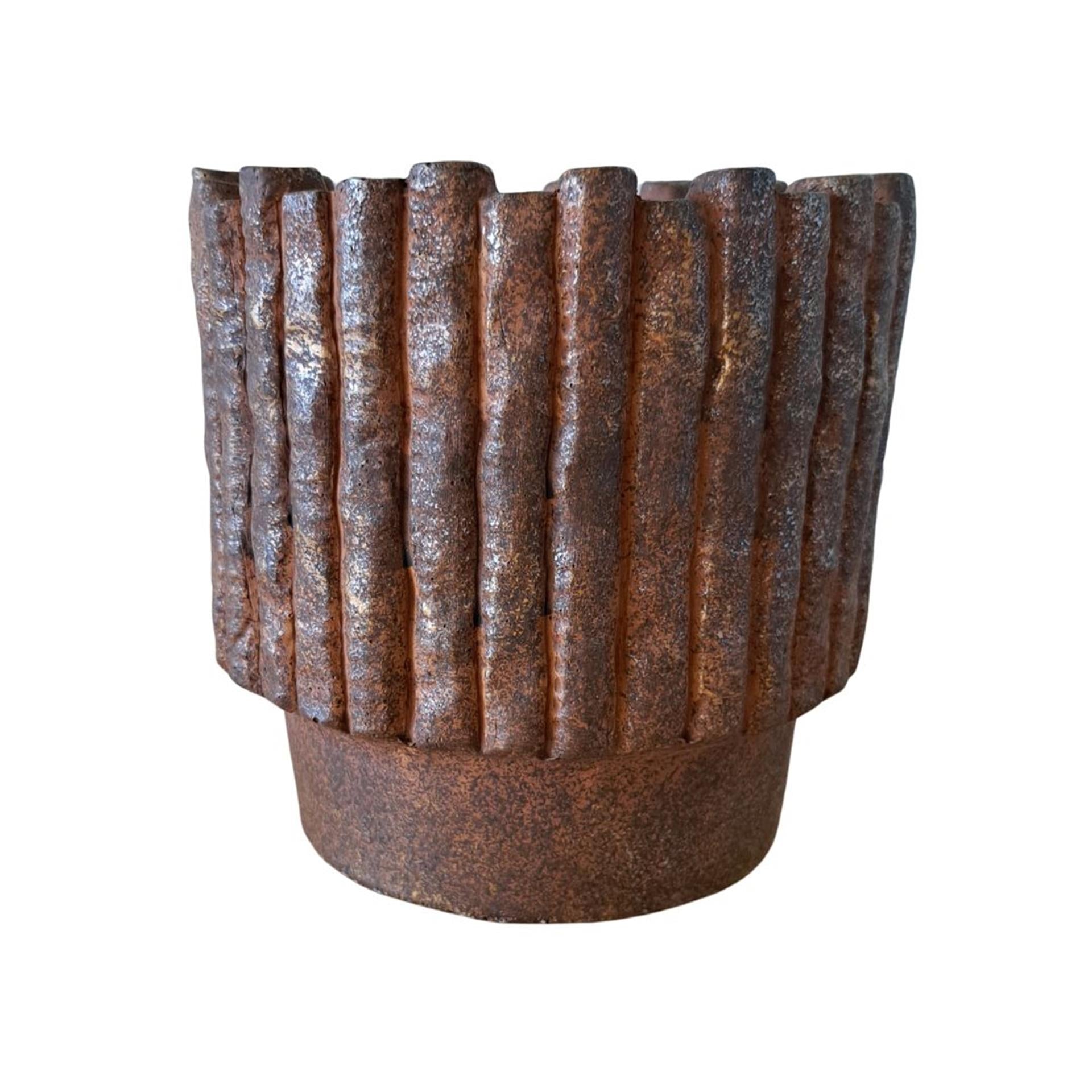 Ptmd pot de fleur elza marron 18x18x17cm